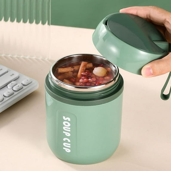 Tcwhniev Vacuum-Insulated Food Jar with Spoon,16.2 oz Food Thermos Hot Food Flasks Vacuum Insulated Lunch Thermos Leakproof Portable Thermal Soup Bowl for Lunch Travel,Temporary insulation