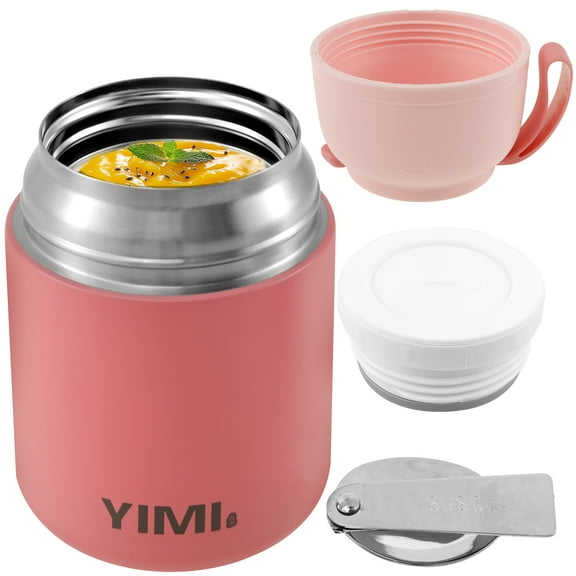 Vacuum-Insulated Food Jar with Stainless Steel Folding Spoon 530ml Thermal Food Container Leakproof Insulated Food Jar for Hot Food Keep 12H and Cold 24H