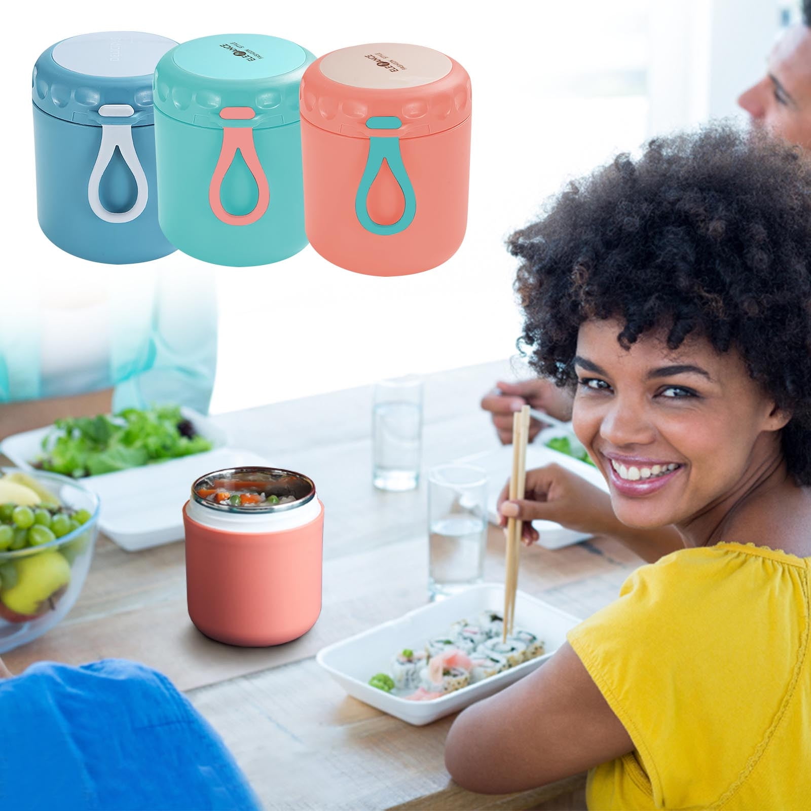 Vacuum Insulated Food Jar, Thermal Soup Cup for Hot Food,Insulated Water Cup Kitchen Stainless Steel Portable Sealed Bento Box Lunch Box Container, 3.54*3.54*4.52 Inch