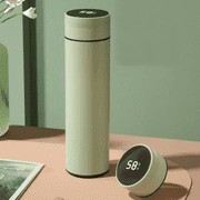 Vacuum Insulated Smart Thermos, Green, Digital LED Temperature Display, Stainless Steel, 17 Oz 500ml