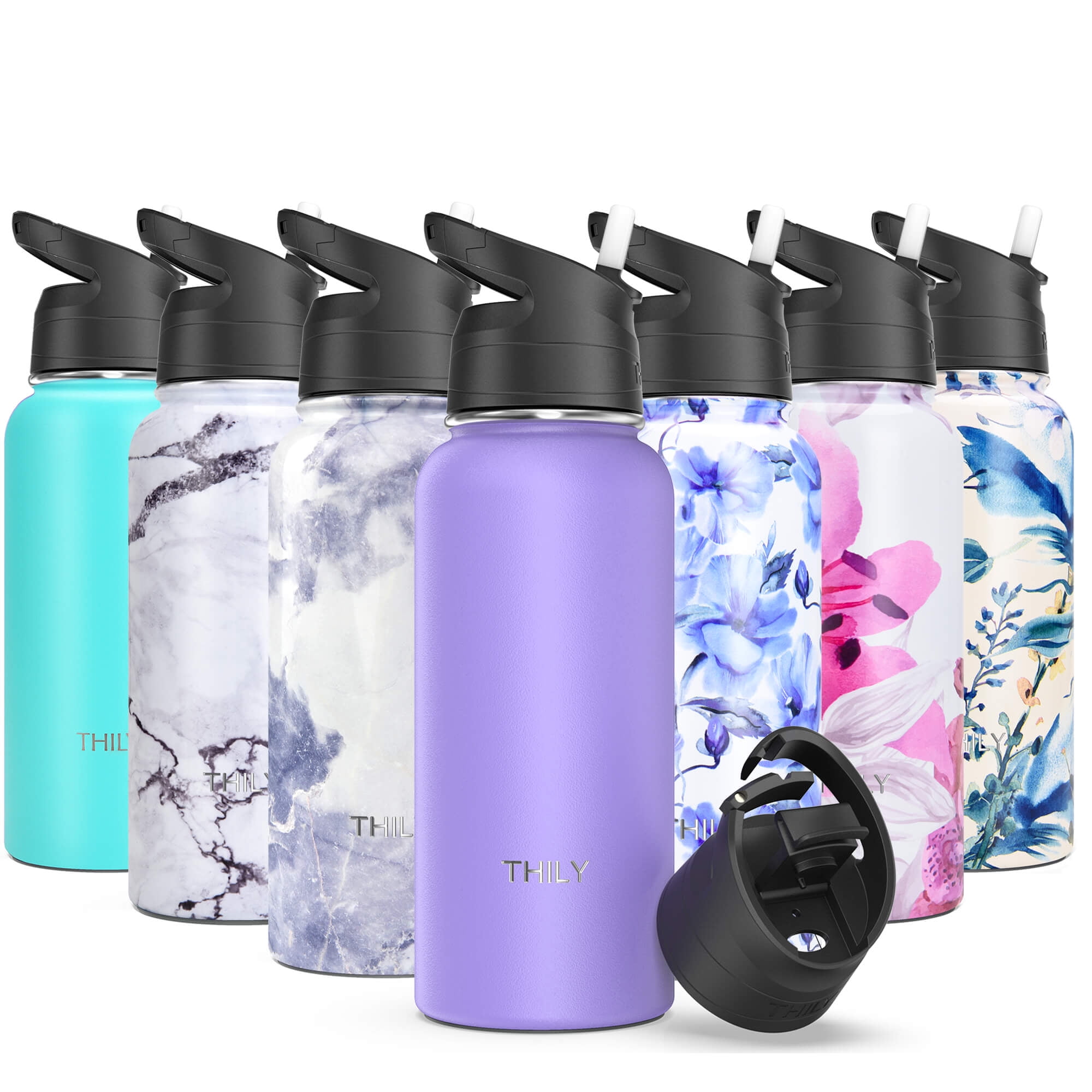 Oldley Insulated Water Bottle 32oz Water Bottles with Straw, Stainless  Steel Water Bottle with 3 Lids, Double Wall Vacuum Bottles for Adult,  Sports