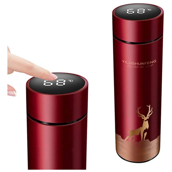 Vacuum Insulated Stainless Steel Flask | LCD Temperature Display | 500ML Double Wall Thermos | 12 Hour Hot Cold Retention | Leakproof | Portable Power Bank | BPA Free | Travel Office Gym Use