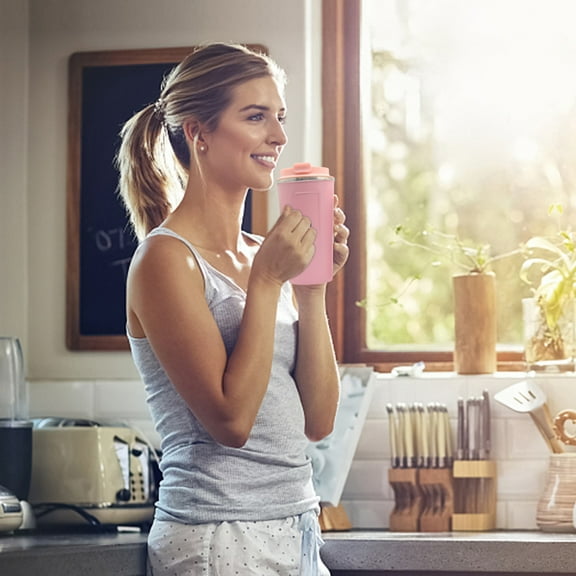 Vacuum Insulated Stainless Steel Travel Mug, 12.8 oz Double Wall Coffee Cup with Leakproof BPA Free Lid Non Slip Base for Hot Cold Drinks, Car Cup Holder Compatible