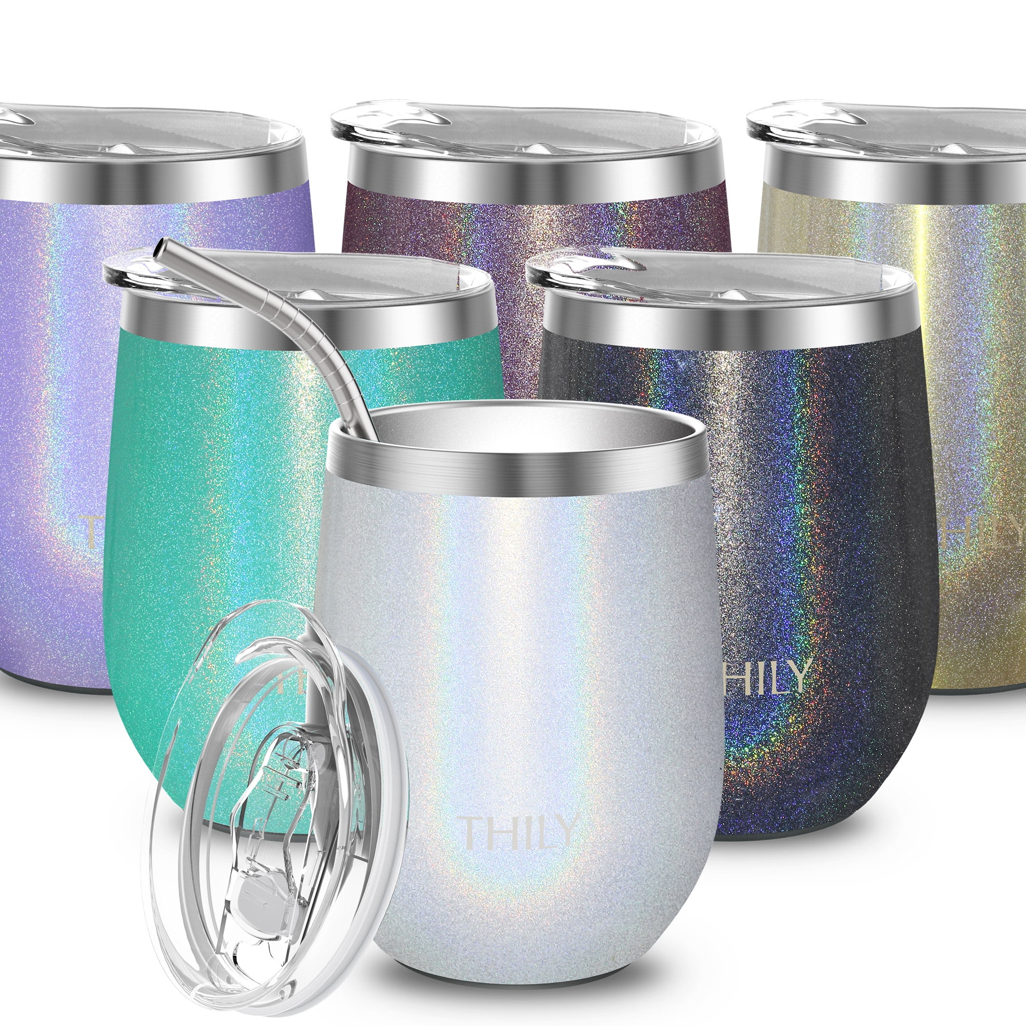 THILY Stainless Steel Stemless Wine Tumbler 4 Pack Vacuum Insulated Travel  Wine Glasses with Sliding…See more THILY Stainless Steel Stemless Wine