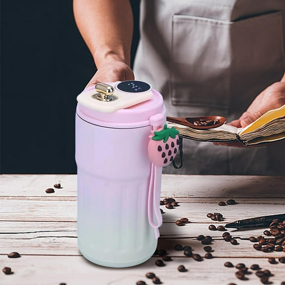 Vacuum Insulated Tumbler with Temperature Display Stainless Steel Coffee Mug 410ml/14oz Insulated Coffee Cup Portable Thermal Cup with Leak Proof Lid for Home Office Car Outdoor Camping