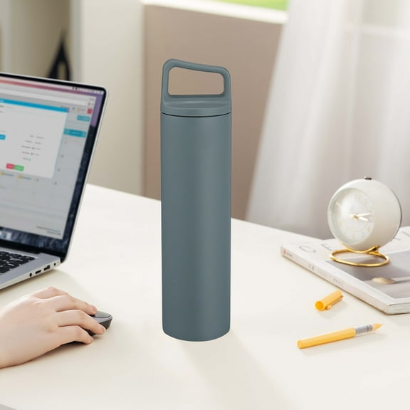 Vacuum Insulated Water Bottle 600ml Gray Wide Mouth Stainless Steel Thermos for Sports and Outdoor Activities, Portable and Airtight