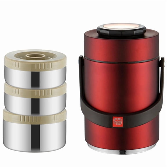 Vacuum Insulation Lunch Box 304 Stainless Steel Portable Easy Using 3 Layer Thickened Vacuum Insulated