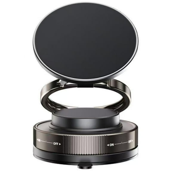 Vacuum Magnetic Car Phone Mount - 360 ° Rotatable, Dual-Axis Adjustable Suction Cup Holder for Dashboard/Windshield/Surface