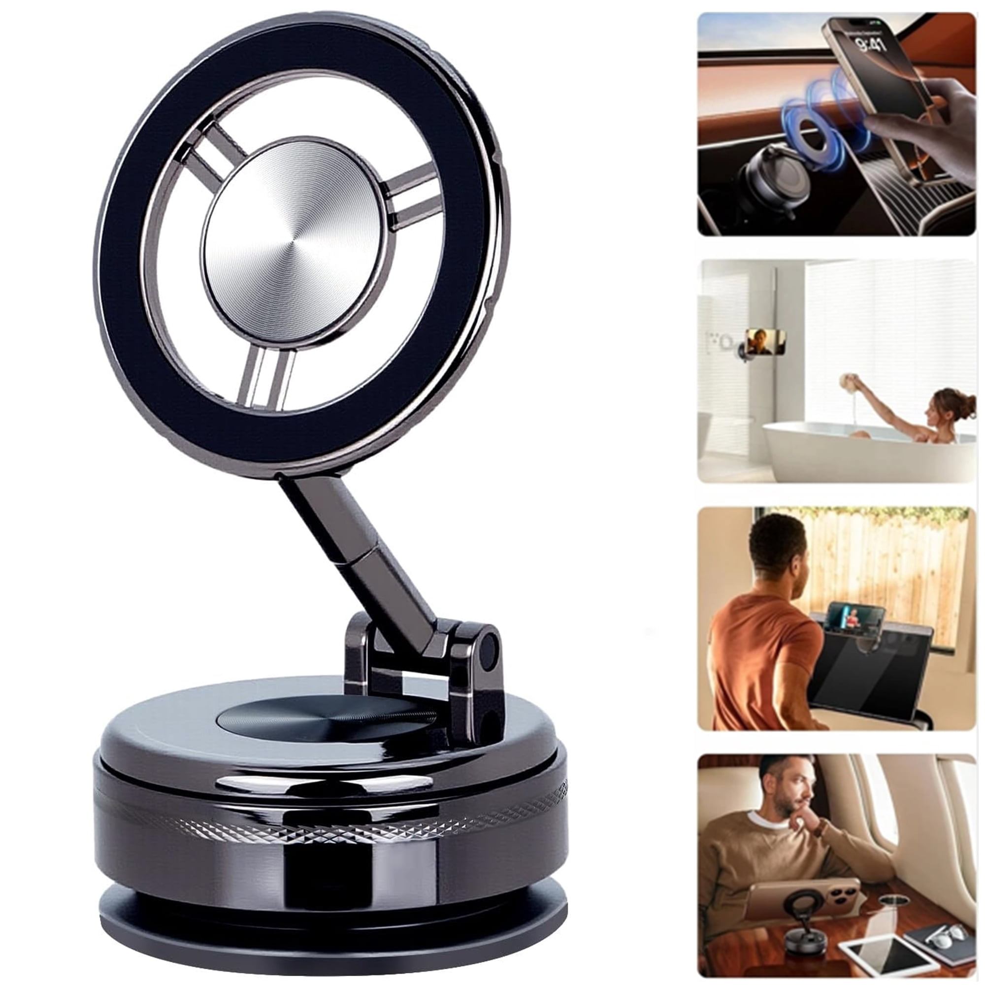 Upgraded Magnetic Car Phone Holder - 3-in-1 Dashboard, Vent, Windshield Mount With Strong Suction For MagSafe IPhones