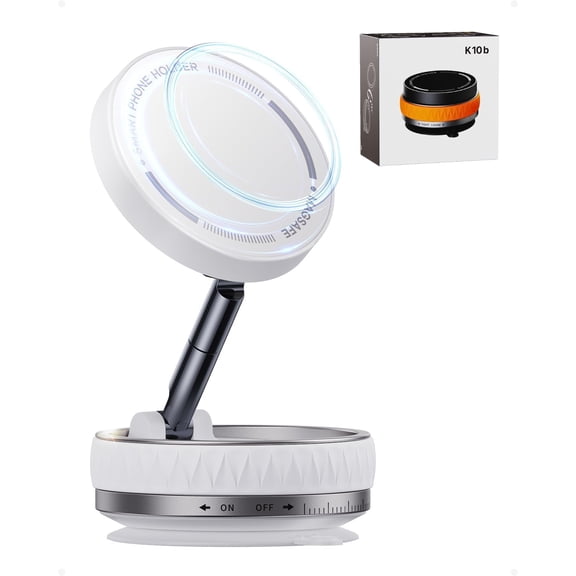 Vacuum Magnetic Phone Holder for Car, 360 Suction Cup Phone Mount with Snaplock Tech, Adjustable Magnet Stand for Your Car - Fit for Magsafe iPhone, Come with 2 Mag Rings, Flat Nano Sticker