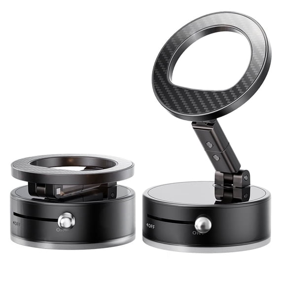 Vacuum Magnetic Phone Holder, Rotatable Foldable Extendable, Dual-Side Adsorption for Car and Gym, Black