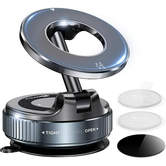 Vacuum Magnetic Phone Holders for Your Car 2026 Suction Cup Phone Mount with Washable Nano Gel Pads 360° Adjustable Phone Mount Unlock More Scenes,Phone Holder for Smartphone&Car/Gym/Mirror