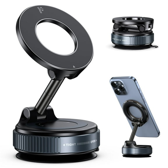 Cshidworld Magnetic Car Phone Holder for MagSafe, 360° Adjustable Foldable Phone Mount for iPhone 17/16/15/14/13/12 Series, Pocket-Size Car Accessories