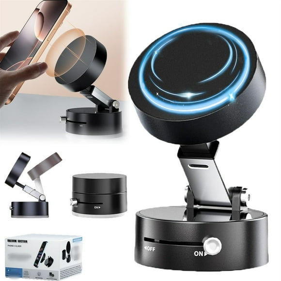 Vacuum Magnetic Suction Phone Stand, Octopus-Inspired Strong Suction Cup, Double Magnetic Force, Foldable & Retractable, 360° Adjustable for Car, Home, Office, Gym