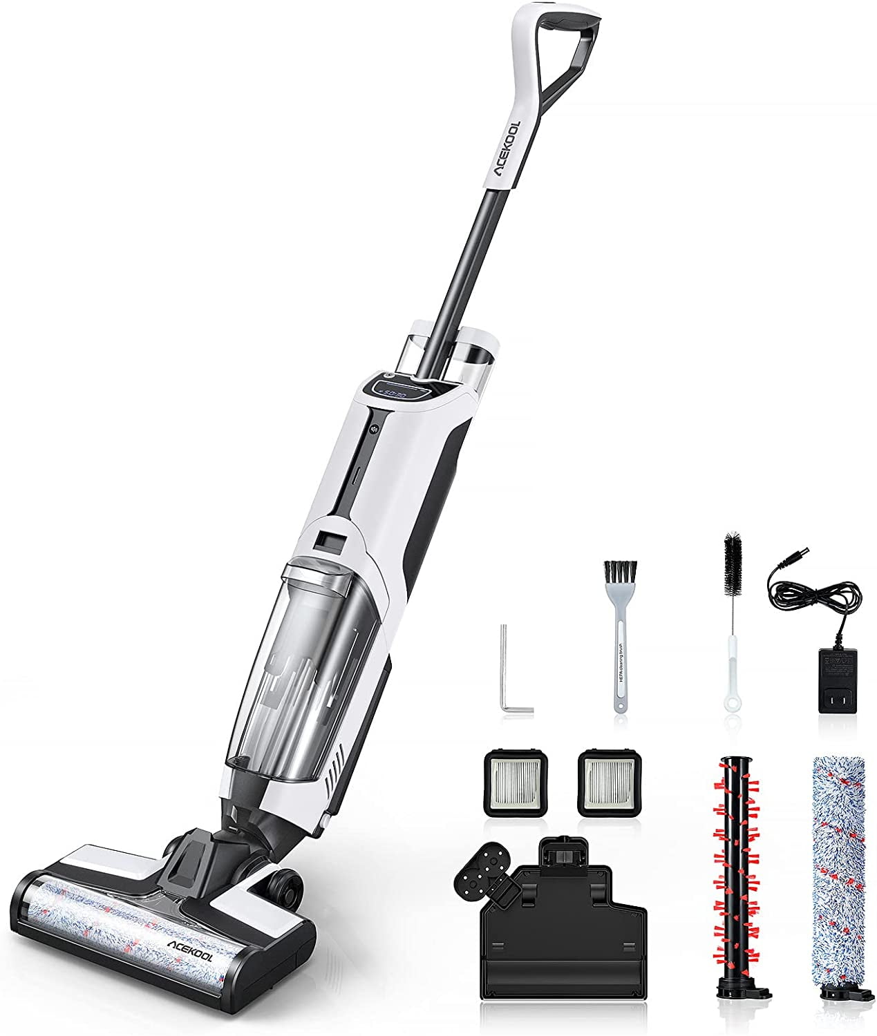  Ultenic Cordless Vacuum Mop All in One Combo, Wet Dry Vacuum  Cleaner with Self-Cleaning, Long Runtime, Smart Mess Detection, LCD  Display, Great for Hard Floors and Sticky Messes, AC1 Elite