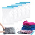thumbnail image 1 of Travel Compression Bags, Durable Protection, Space Saver Seal Clothes Storage, Reusable Vacuum Storage, Moistureproof, Dustproof, Transparent Blue, Nylon & Plastic Polyethylene, 1 of 5