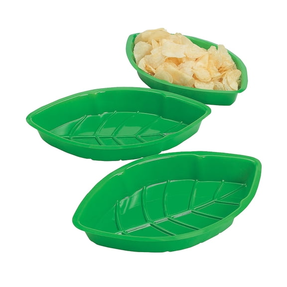 Fun Express - Vacuum Plastic Palm Leaf Serving Trays for Spring - Party Supplies - Serveware & Barware - Serving Platters - Spring - 12 Pieces