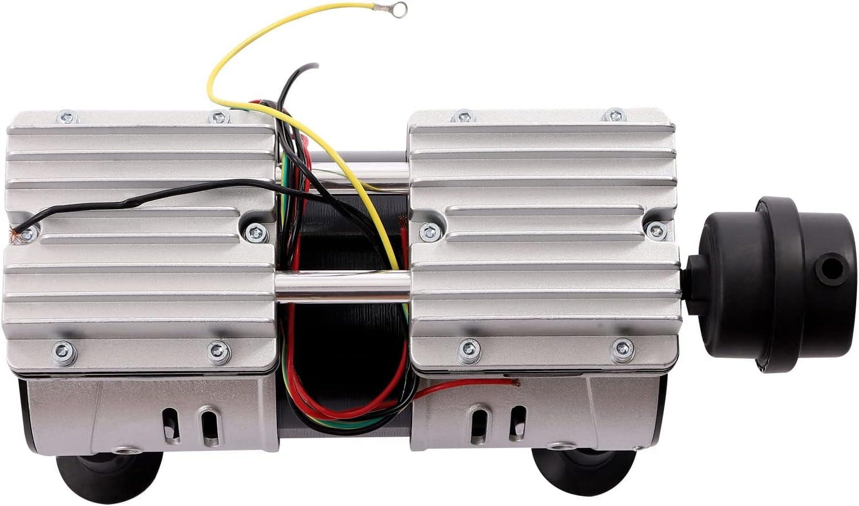 Vacuum Pump 550W 3.6CFM Air Conditioning Industrial Laboratory Vacuum Pump Oil Free Lab Professional Vacuum Pump Kit Powerful Vacuum Pump with Feet Silencer,2 Cylinders,1440 RPM