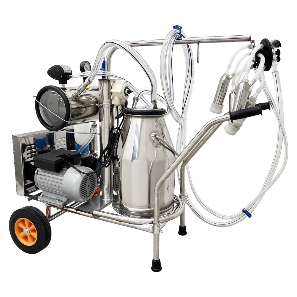 Vacuum Pump Milking Machine Milker Machine with 25L Milk Bucket 10-12 Cows Per Hour 110V for Cows and Goat