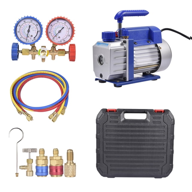 Vacuum Pump R134a R22 R32 R410A A/C Refrigeration with Manifold Gauge ...