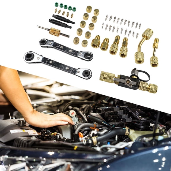 Vacuum-Rated Valve Core Remover Installer Tool Kit With Dual Repair Wrench