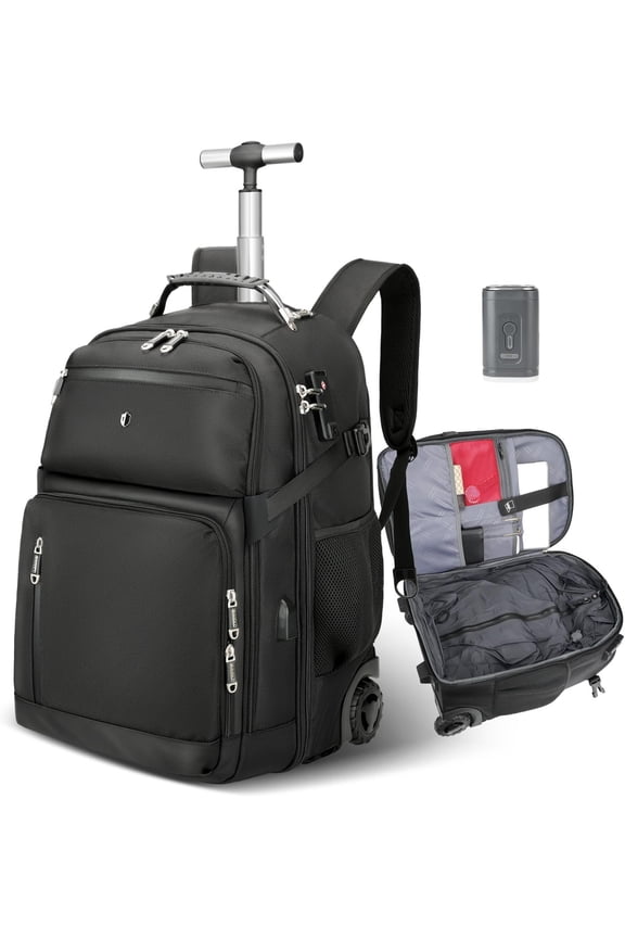 Vacuum Rolling Backpack,50L Roller Travel Laptop Backpack with Anti-,rolling backpack for travel,Water-Resistant Carry- Luggage,Business and Commuting (A)