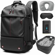 Vacuum Seal Backpack for Travel 60L Expandable Compression Bag Laptop Backpack with Pump Waterproof Airbag Anti Theft Black