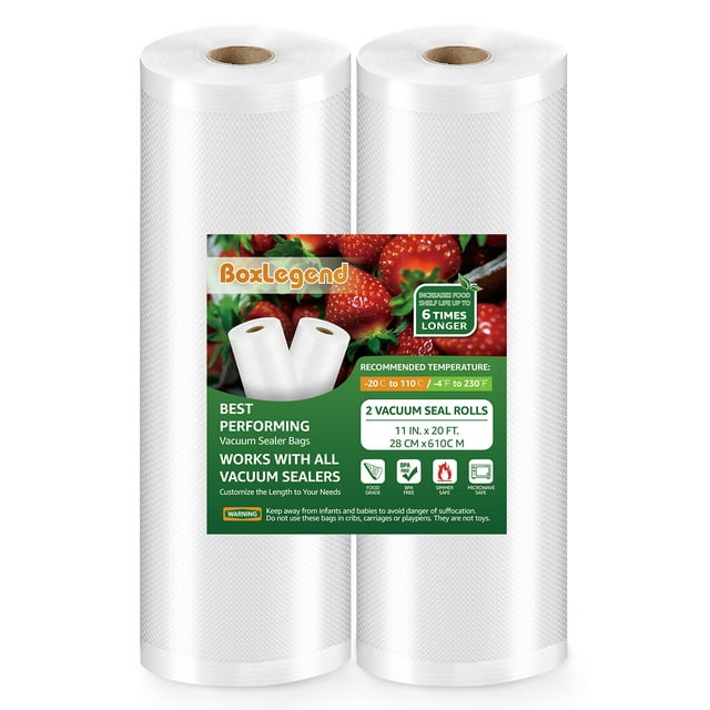 Vacuum Seal Bags for Food, 2 Packs 11''x20' Food Saver Rolls, Food Storage Bags