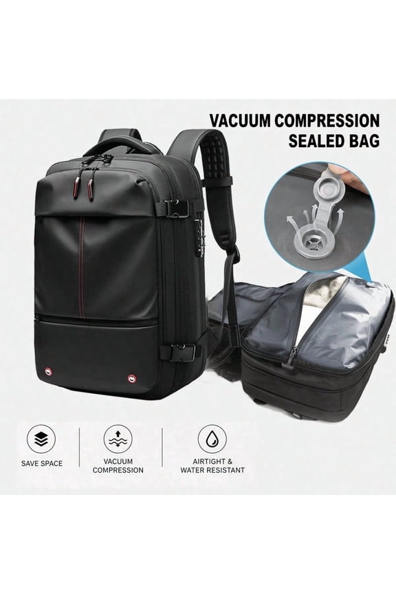 Vacuum Seal Travel Backpack 60L with Expandable HyperSeal Air Compression Vacuum System Water Resistant TSA Lock (Vacuum Pump Not Included)