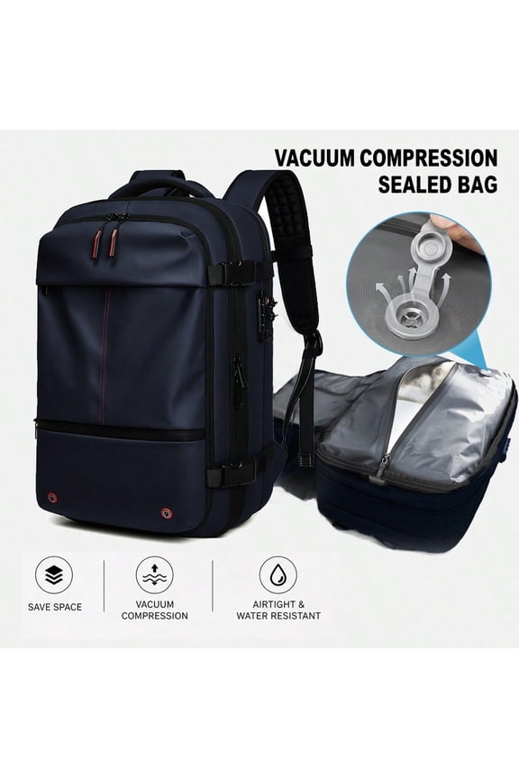 Vacuum Seal Travel Backpack 60L with Expandable HyperSeal Air Compression Vacuum System Water Resistant TSA Lock (Vacuum Pump Not Included)