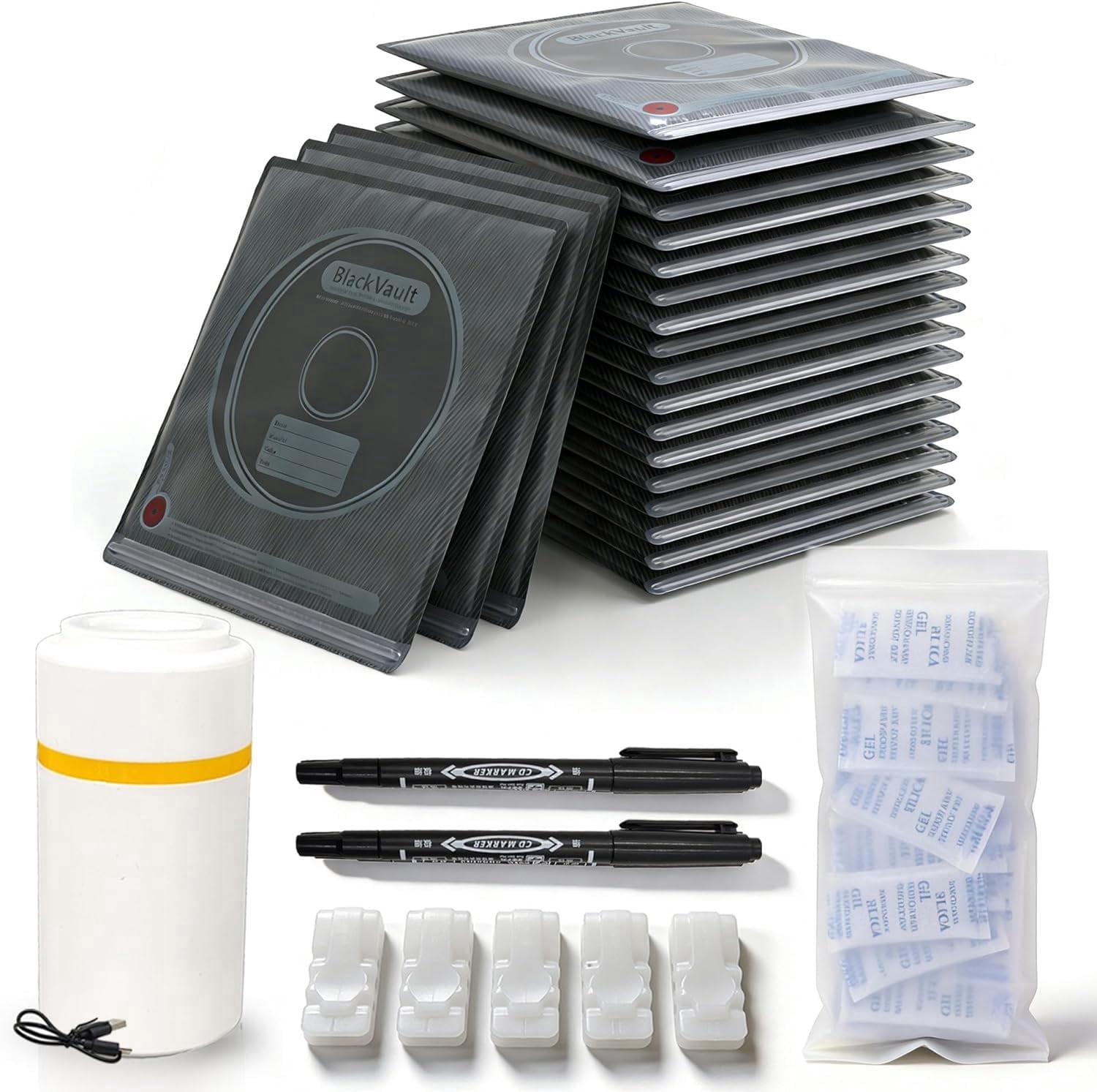 Vacuum-Sealed 3D Printing Filament Kit, 20 Packs Lightproof Storage Bags with Vacuum Pump, Moisture-Proof Bags, 13.4x12.6 in, Sorting & Storage of 3D Printer Filament Bundle with Desiccant
