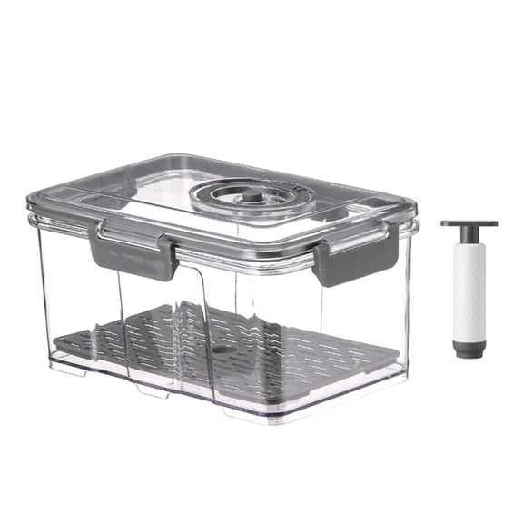 Vacuum Sealed Food Storage Containers with Hand Pump, Airtight Water-Draining Jars with Timer Lock for Freshness, Freezer & Fridge Safe, 2-Pack
