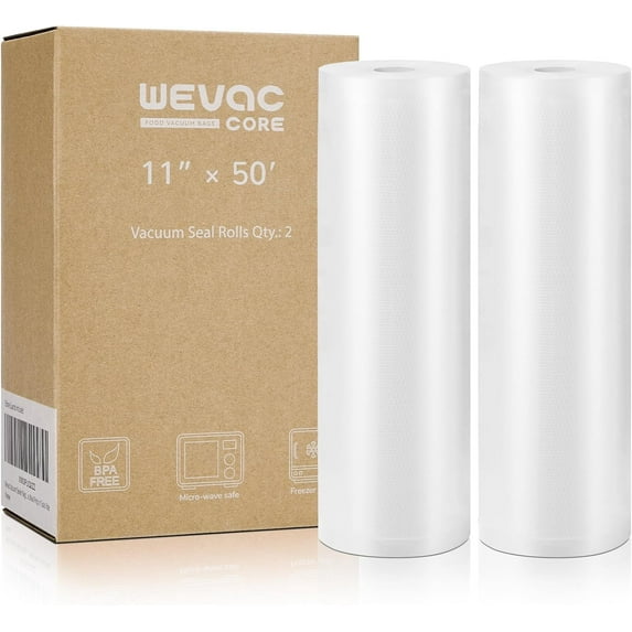 Vacuum Sealer Bags 11x50 Rolls 2 pack for Food Saver, Seal a Meal, Weston. Commercial Grade, BPA Free, Heavy Duty, Great for vac storage, Meal Prep or Sous Vide