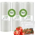 thumbnail image 1 of Vacuum Sealer Bags, 3 Rolls(11"x16') Vacuum Sealer Rolls for Food Storage Saver, Seal a Meal,Commercial Grade, BPA Free, Great for vac storage, Heavy Duty, Meal Prep or Sous Vide, 1 of 7