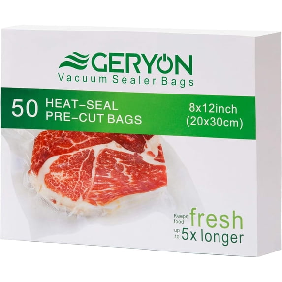 Vacuum Sealer Bags, 50 Pcs Quart Size 8" x 12" Commercial Grade PreCut Bag, Food Vac Bags for Storage, Meal Prep or Sous Vide, Suitable all Type Machine