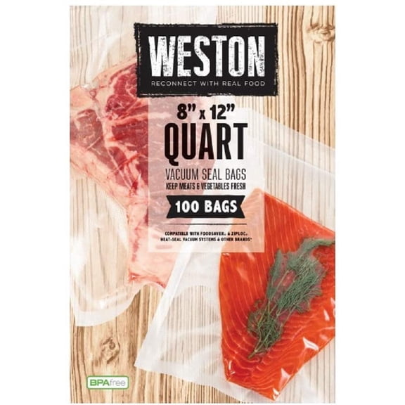 Vacuum Sealer Bags for Food, 2 Ply 3mm Thick, for NutriFresh, & Other Heat-Seal Systems, for Meal Prep and Sous Vide, BPA Free, 8" x 12" (Quart), 100 count, Clear