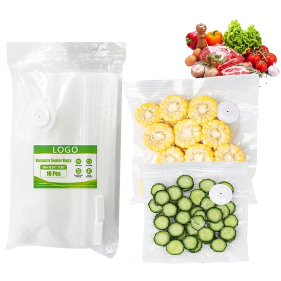 Vacuum Sealer Bags for Food, 30 PCS 10.24"×11.02" Reusable Vacuum Seal Bags with Air Valve for Food Storage, Plastic Clear Freezer Safe Vacuum Food Storage Bags, Microwaveable Seal Bags for Kitchen