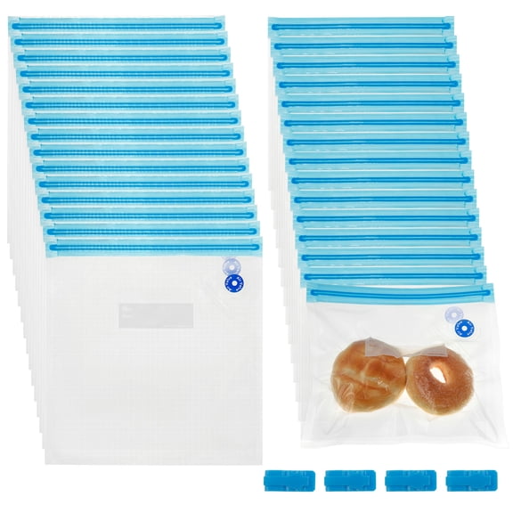 Vacuum Sealer Bags Leak Proof Reusable Food Storage Bags Keep Fresh Food Bags Easy to Use Zipper Freezer Bags Space Saving Gallon Freezer Bags for Kitchens