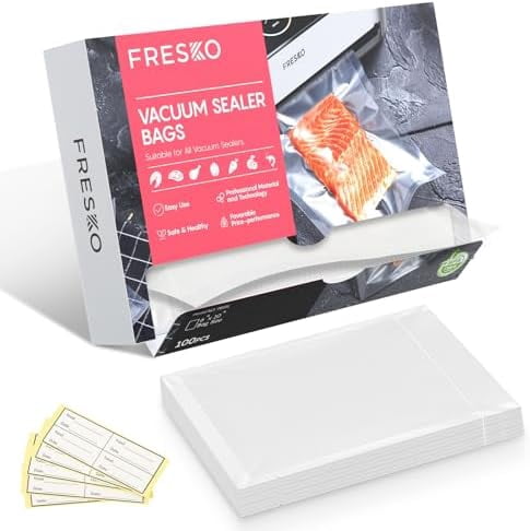 Vacuum Sealer Bags Pint Size 100 Pack 6"x10", Seal a Meal Vac Sealers, Sous Vide Vacuum Safe, BPA Free, Heavy Duty Commercial Grade, Precut Storage Bag Universal Design