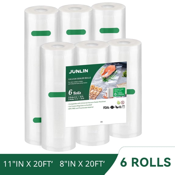 Vacuum Sealer Bags, 11" x 20',8" x 20' Combo Vacuum Sealer Rolls Bag for Storage, Food Saver Bags, 6 Rolls