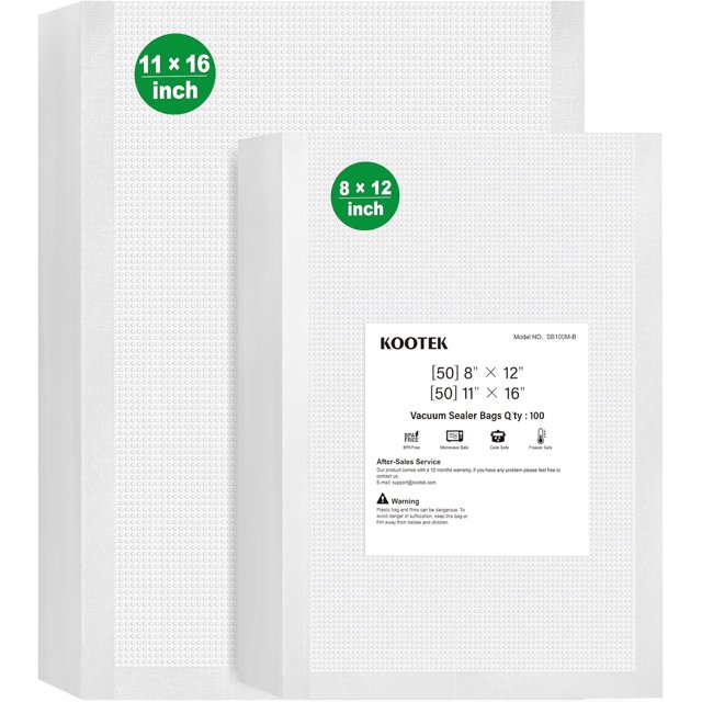 Vacuum Sealer Bags for Food 100 Count 11x16 Gallon & 8x12 Quart Sizes
