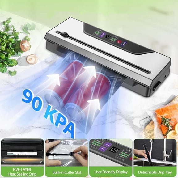 Vacuum Sealer for Food,10-in-1 Food Fresh Saver Vacuum Sealer Machine V30 with Mason Jar Kit,Built-in Cutter,Digital Timer,Dry&Moist Modes,Include Bags&Hoses,Gift for Mom Wife Grandparents Chef