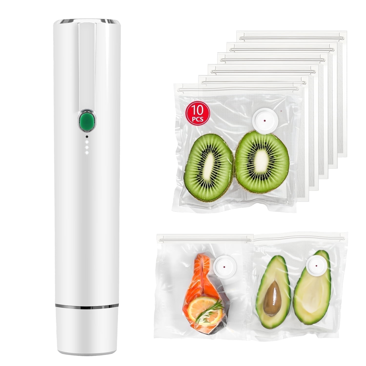 VIXINO Handheld Vacuum Sealer with 10 Reusable Bags, Compact Food Sealing Machine, Portable Freshness & Storage for Fridge, Freezer, Leftovers