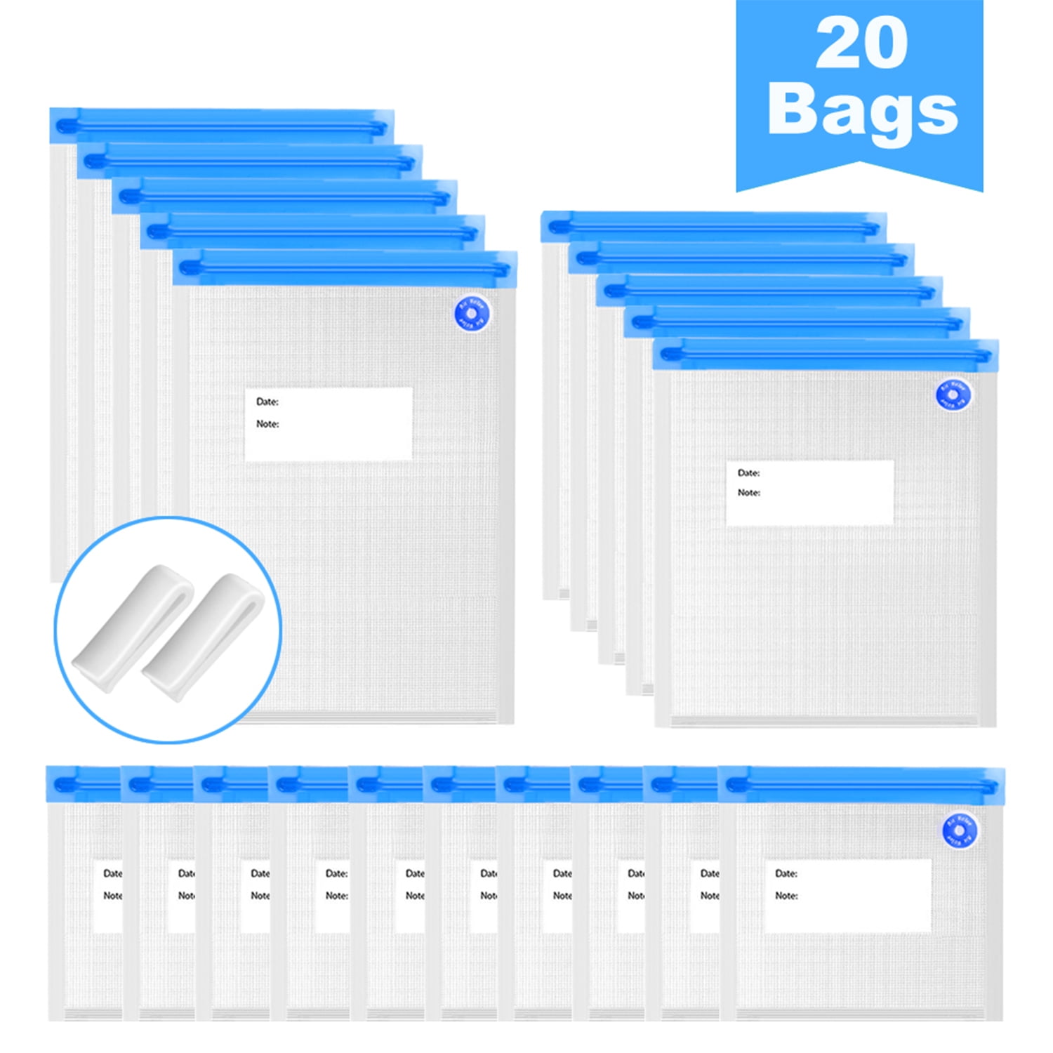 Vacuum Sealer Freezer Bags 20 Pcs Reusable Sous Vide Bags Sealer Zip