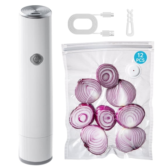 Vacuum Sealer, Handheld Vacuum Sealer for Food, Compact Vacuum Sealer Machine with 12 Reusable Vacuum Bags, Portable Cordless Vacuum Sealer Set for Travel, Fresh & Save Meal Prep Sous Vide