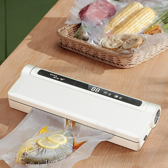 Vacuum Sealer Machine with 20 Bags, 60KPa Strong Suction Food Saver for Dry & Wet Foods, One-Touch Automatic Sealing System with Digital Display, Compact Kitchen Vacuum Sealer Preserver