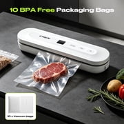 65KPa Vacuum Sealer Machine with 4 Modes (Dry/Moist/Pulse/Seal), Built-in Cutter, Digital Display & 10 Bags, for Food Storage, Sous Vide & Meal Prep