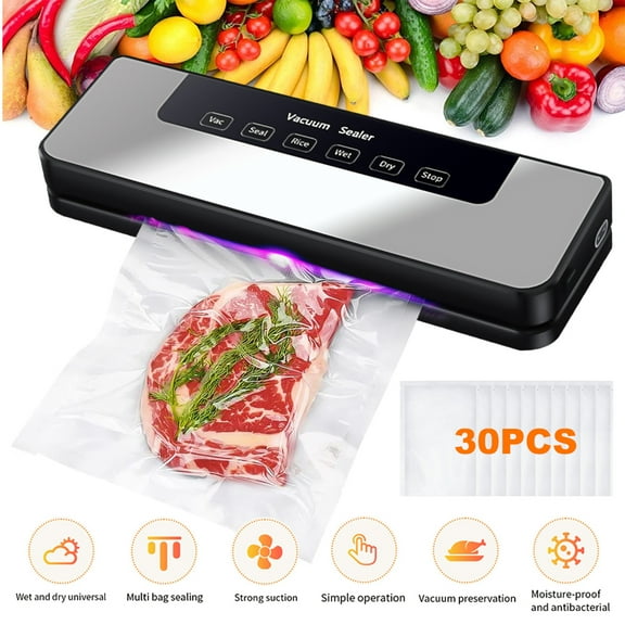 Vacuum Sealer Machine, 65KPA Fully Automatic 6-IN-1 Food Sealer with Bags Storage, Build-in Moist&Dry Mode,UV Sterilization,Pulse Function