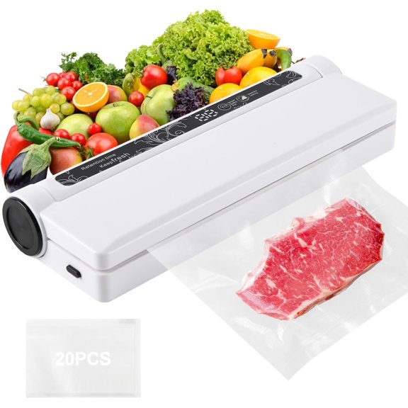 Vacuum Sealer Machine, 75KPA  Suction for  Kitchen Use | Dry/Moist Modes Digital Timer, LED Digital Timer Display Includes 20 Bags