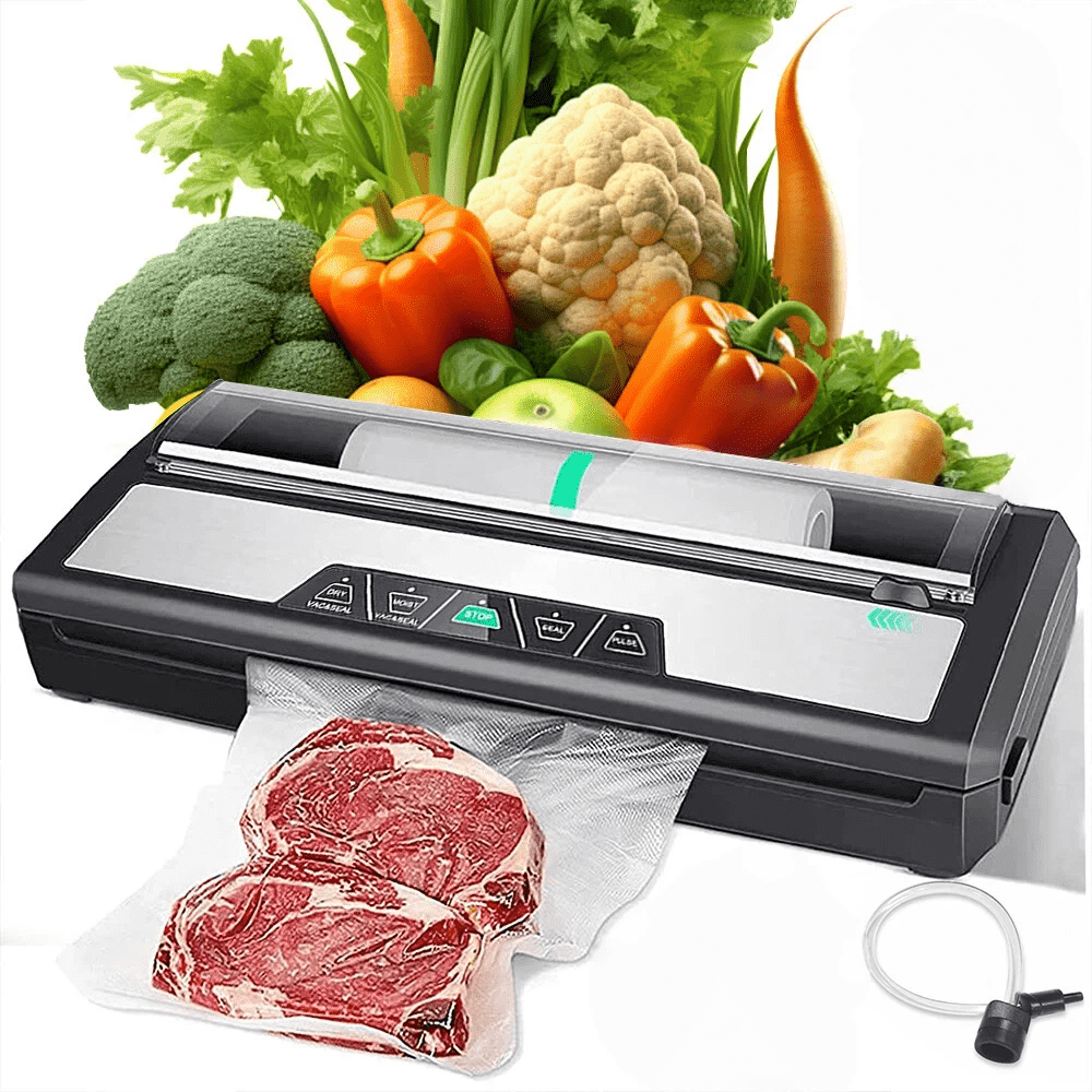 Vacuum Sealer Machine, 80Kpa Automatic Food Sealer Machine, Built-in Cutter, Food Preservation Storage with Air Sealing System